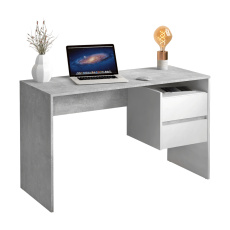 PC stůl, beton/bílý, TULIO NEW